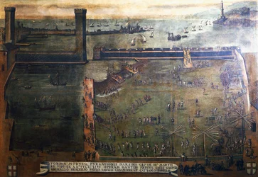 Port de Gênes, peinture, Italie