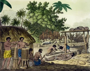 Sacrifice humain à Otaheite, planche 84 de Le Costume Ancien et Moderne, par Jules Ferrario
