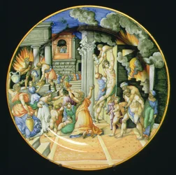 Assiette en majolique représentant l