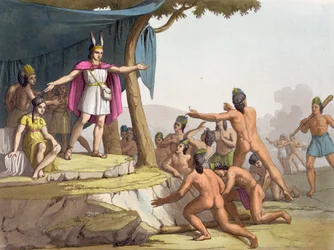 Manco Capac et la reine Mama Ocllo rassemblent les sauvages, c.1820