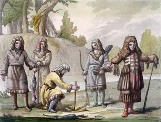 Hommes du Kamtchatka, extrême-orient russe, vers 1820-1830