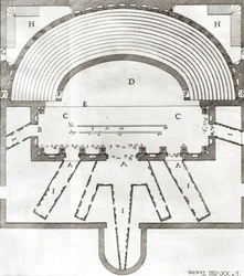 Plan du théâtre Olympique de Vicence, conçu par Andrea Palladio (1508-80), construit en 1580-85