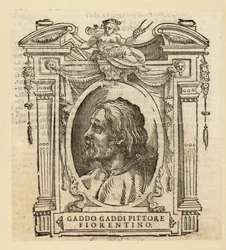 Portrait de Gaddo Gaddi, peintre et mosaïste italien de Florence dans un style gothique, vers 1239-vers 1312