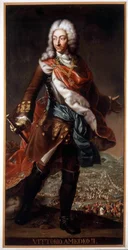 Portrait de Vittorio Amedeo II di Savoia dit le Volpe Savoiarda (1666-1732) (Victor Amédée II ou Victor-Amédée), duc de Savoie et roi de Sicile puis de Sardaigne. Peinture conservée au Château A. Racconigi
