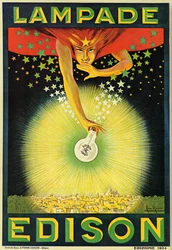 Affiche publicitaire pour les ampoules Edison, Milan, Italie