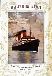Affiche représentant un transatlantique italien de la Société de Navigation de Gênes