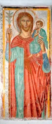 Saint Christophe Anonyme 14ème siècle fresque Varazze, chapelle du château Invrea, Italie