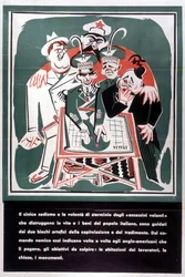 Vignette satirique contre les traîtres Victor Emmanuel III (Victor-Emmanuel) (Vittorio Emanuele) et Badoglio. 1944.