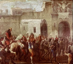 Scène de la punition de voleurs au temps de Masaniello (punition de voleurs au temps de Masaniello). Détail, vers 1640-1650, Naples, Museo Nazionale di San Martino