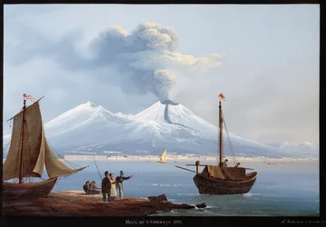 Tempête de neige / Éruption du volcan Vésuve le 2 janvier