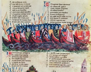 Soldats dans leurs navires, du Codex Benito de Santa Mora