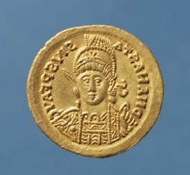 Solidus (avers) frappé par Théodoric Ier (471-526 après J.-C.) roi ostrogoth d