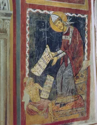 Saint Grégoire le Grand, avec Job à ses pieds, Chapelle Saint-Grégoire, vers 1224