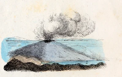 Volcan fumant ou reposant, Lithographie Corbetta, Milan