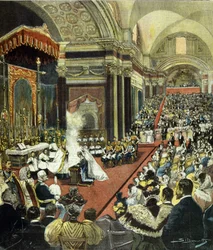 Le mariage religieux du futur roi Victor-Emmanuel III (Victor-Emmanuel) (Vittorio Emanuele) avec la princesse Hélène de Monténégro dans l