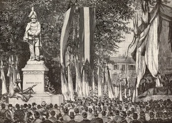 Inauguration du monument au général Giacomo Medici, Milan, Italie (gravure)