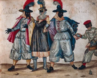 Personnages masqués vénitiens pendant le Carnaval