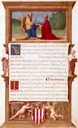 Venise : Commission du doge Antonio Grimani (1434-1523), procurateur de San Marco. Page de manuscrit du XVIe siècle. Venise, Museo Correr