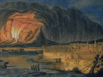 Éruption du Vésuve près de Naples, vers 1815