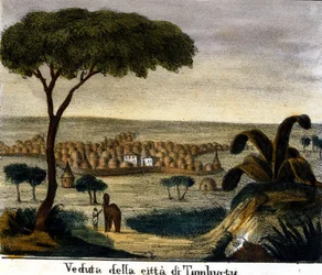 Vue de la ville de Tombouctou au Mali au 19e siècle.
