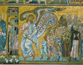 Un ange conduisant " le Juste " (mosaïque)