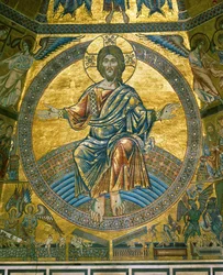 Christ Pantocrator dans la mandorle de la coupole du Baptistère, Florence (mosaïque)