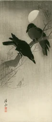 Deux corbeaux, vers 1920 (gravure sur bois)