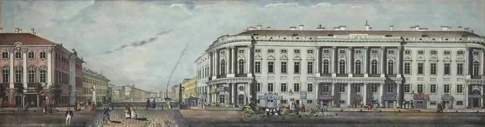 Le pont de la police avec le palais Stroganov. De la panorama de la perspective Nevski, 1830