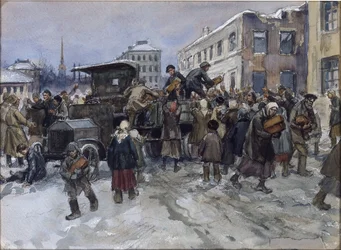 Ouvriers affamés à Petrograd volant un camion militaire de pain par Vladimirov, Ivan Alexeyevich