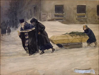 Les funérailles du père par Vladimirov, Ivan Alexeyevich (1869-1947)