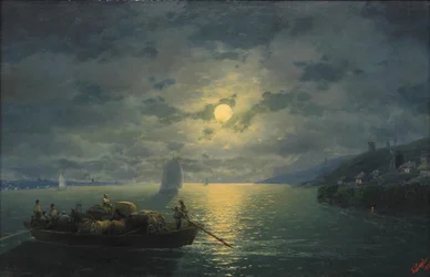 Traversée de la rivière Dnepr par nuit de lune