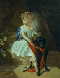 Fille avec chien, années 1860