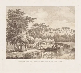 Groupe au bord du lac Brouwerskolk à Overveen. Vue de la Brouwers-Kolk à Overveen