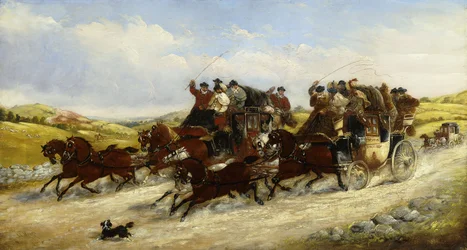 Une course de Liverpool à Manchester avec une chasse au-delà, 1880