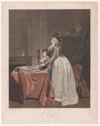 Portrait de Louise Sébastienne Danton avec son beau-fils derrière un miroir optique