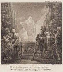 Melampe. Si vous persistez davantage, et endurcissez vos cœurs, alors cet esprit vous terrifiera jour et nuit? Gravure d