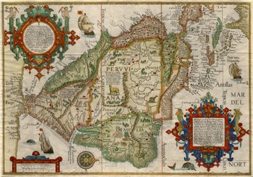 Delineatio omnium orarum totius Australis parties Americae..., vers 1596 (gravure sur cuivre coloriée à la main)