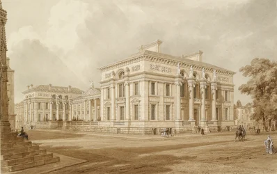 Vue sud-est du bâtiment Taylor et des galeries universitaires