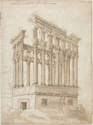 Le Palais Tutelle près de Bordeaux (plume et encre brune avec lavis brun sur papier vergé)