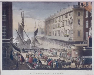 Marché et Quai de Billingsgate, Londres, 1808