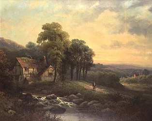 Cottage au coucher du soleil