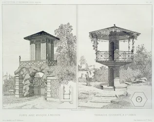 Portail avec kiosque, Meudon, et terrasse couverte, St. Denis, d