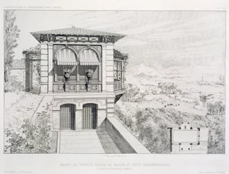 Bains de vapeur, observatoire au-dessus, d