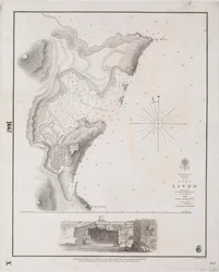 Archipel, Rhodes I., Port Lindo relevé par le capitaine Thomas Graves, HMS 