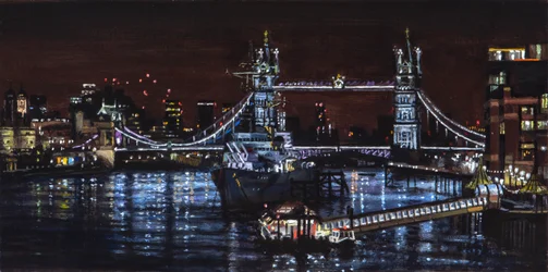 HMS Belfast de nuit, 2000 (peinture à l