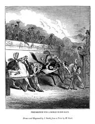 Préparation pour une course de chevaux romaine, 1843