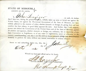 Serment de loyauté de John Leuziger du Missouri, Comté de St. Louis