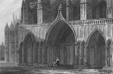 Abbaye de Westminster, Porche Nord, avec une partie de la Chapelle de Henri VII (gravure)