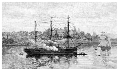 Government House et HMS Nelson, Sydney, Nouvelle-Galles du Sud, Australie, 1886