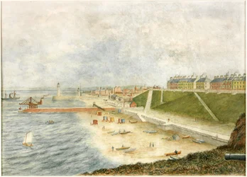 Terrasse de Roker et entrée du port depuis Holey Rock